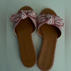 NWOB J. Crew Striped Bow Sandal Slide
